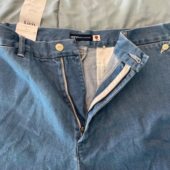FINAL PRICE NWT Levi's Trouser Shorts Japanese Size 32 Waist 32 Blue Denim $198 - Picture 9 of 15